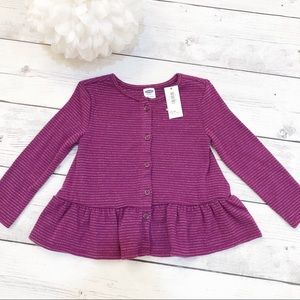 Long Sleeve Purple Peplum Top - Size 18-24 M